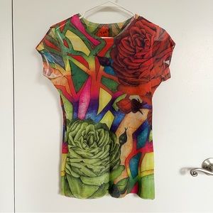 Y2K Graphic Mesh Top